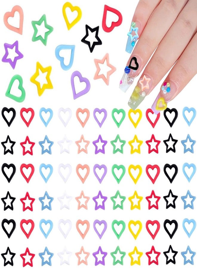 KACHIMOO Kawaii Nail Charms, 200 PCS Heart Stars Colorful Resin Art Charm Cute Gems for Women Girls Decorations - Image 1
